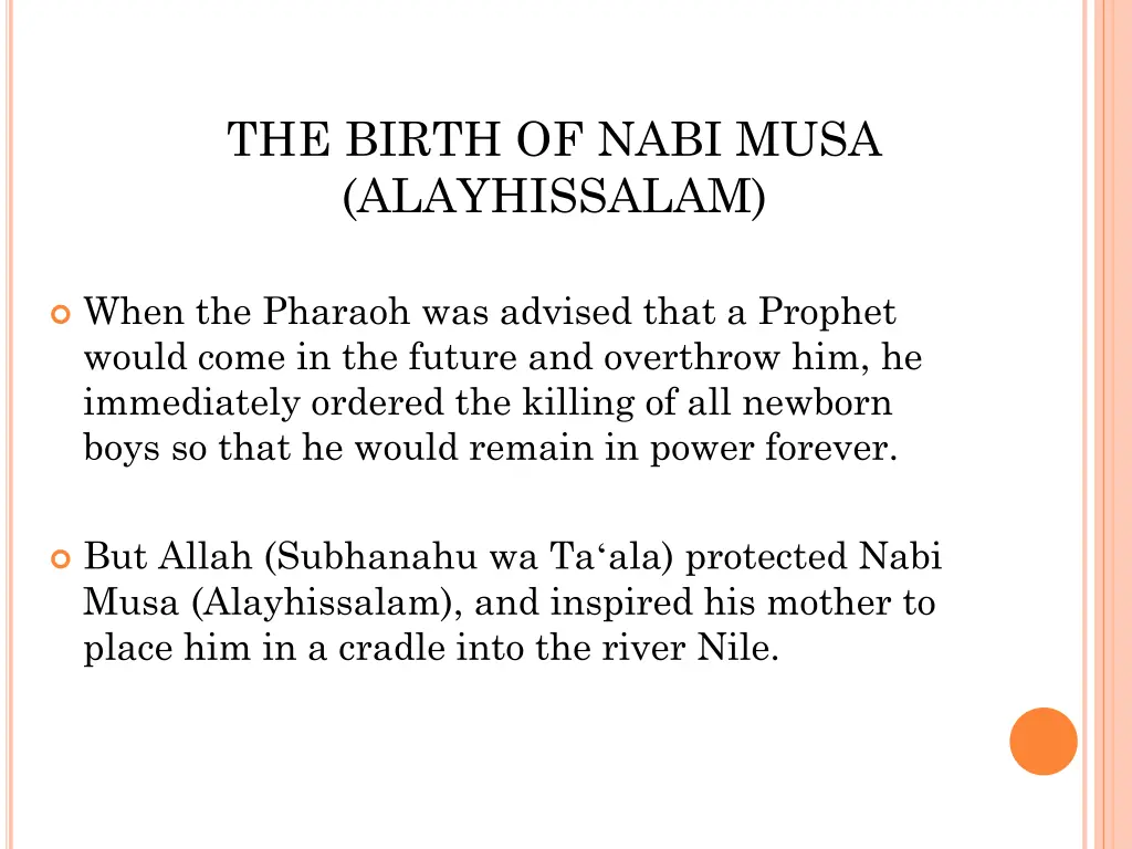 the birth of nabi musa alayhissalam