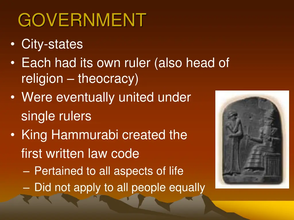 government city states each had its own ruler