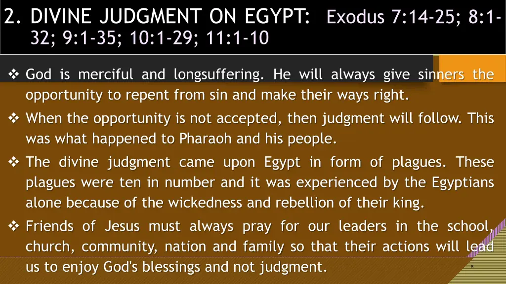 2 divine judgment on egypt exodus 7 14 25 8 1