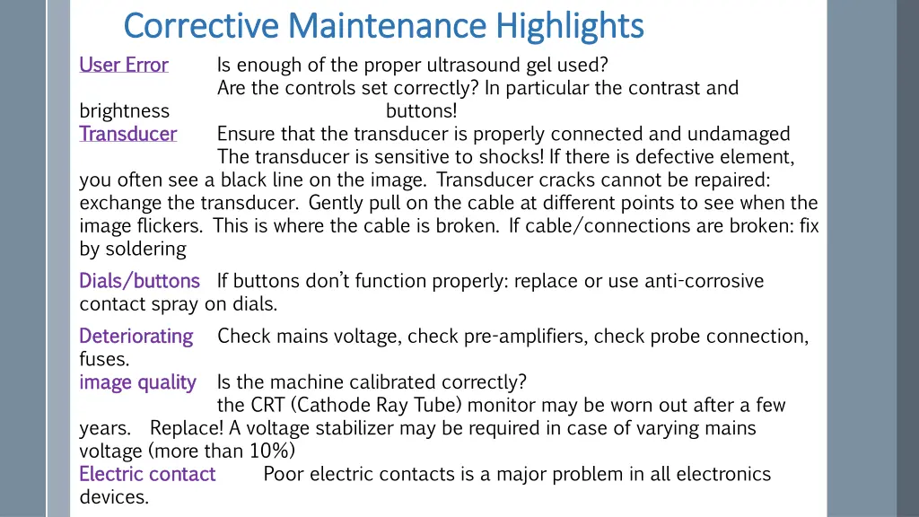 corrective maintenance highlights corrective