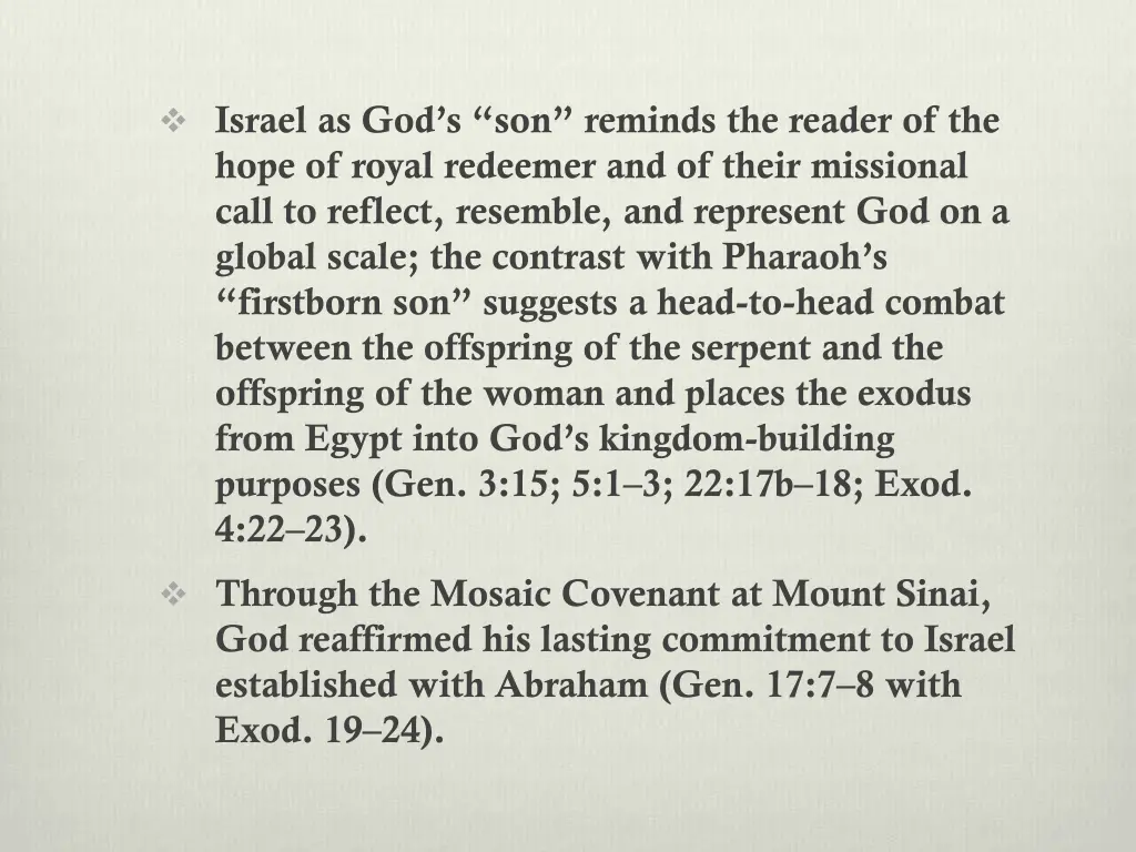 israel as god s son reminds the reader