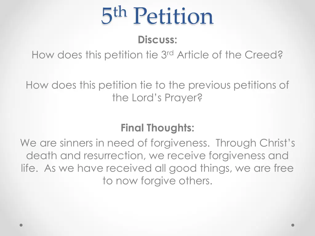 5 th petition discuss