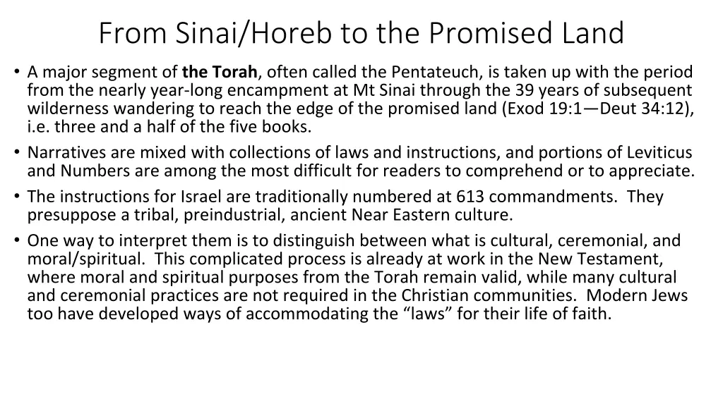 from sinai horeb to the promised land a major