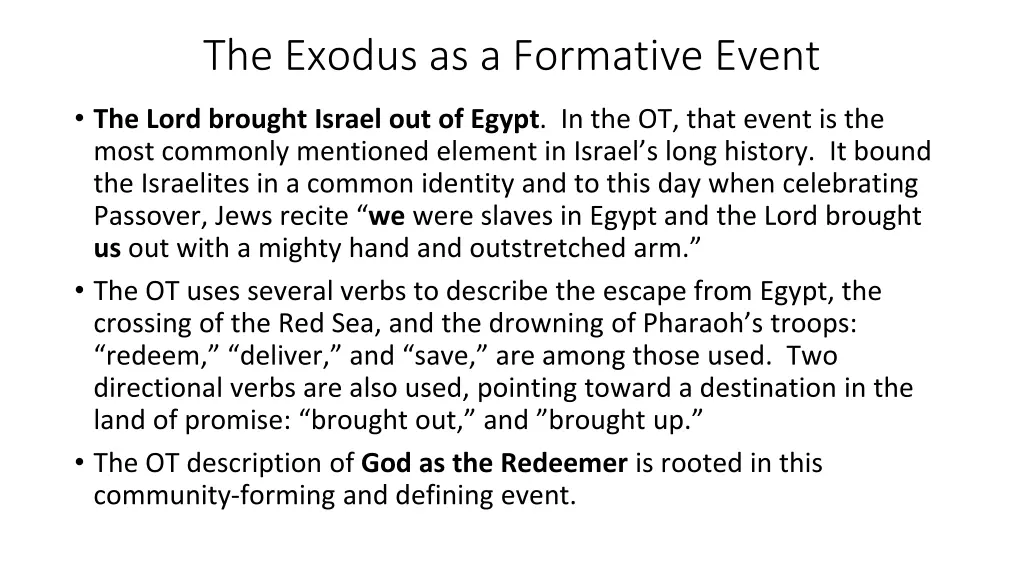 the exodus as a formative event