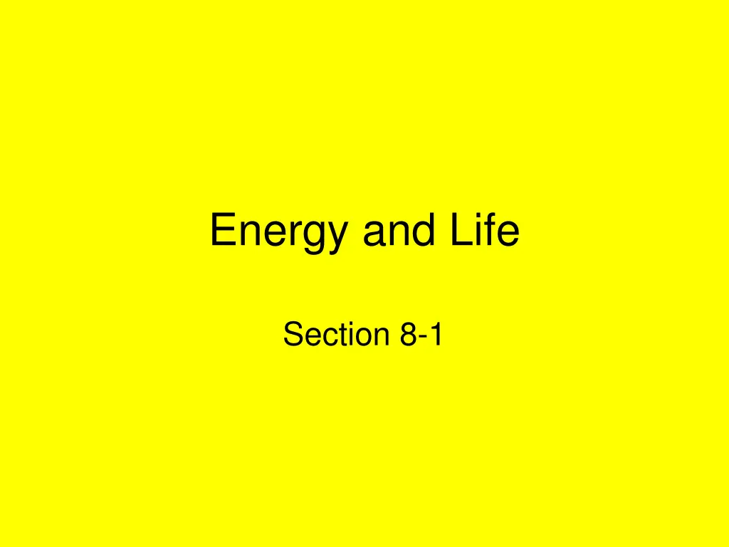 energy and life