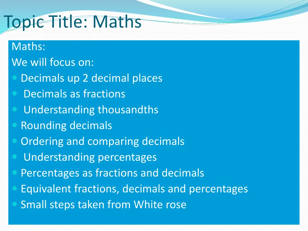 topic title maths