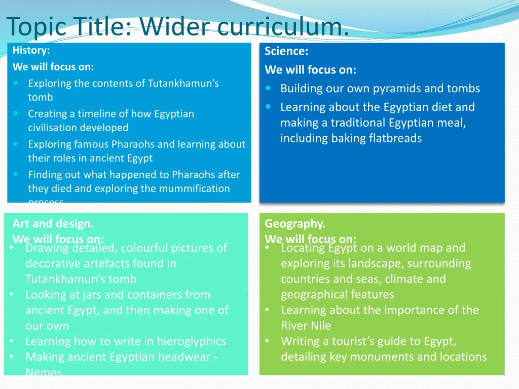 topic title wider curriculum history we will