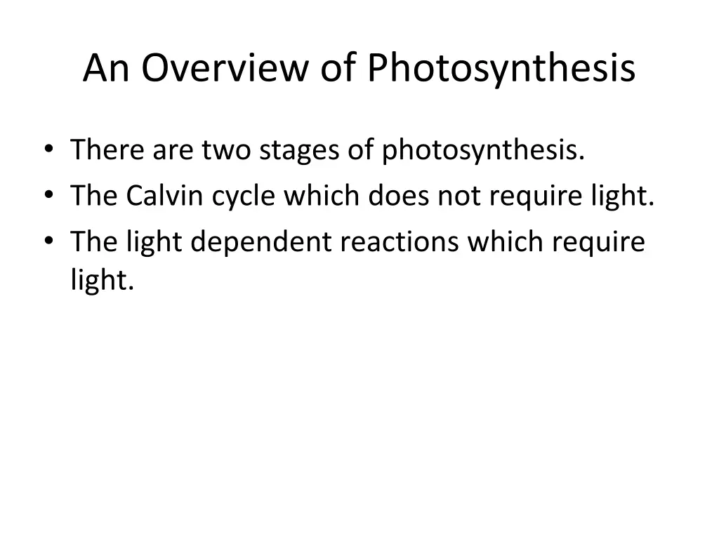 an overview of photosynthesis 1