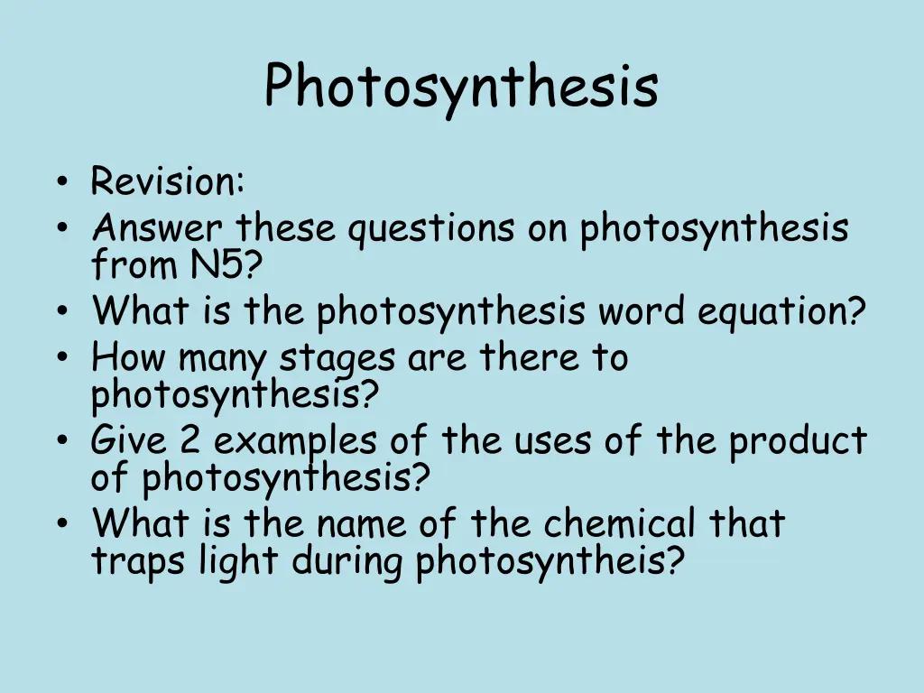 photosynthesis