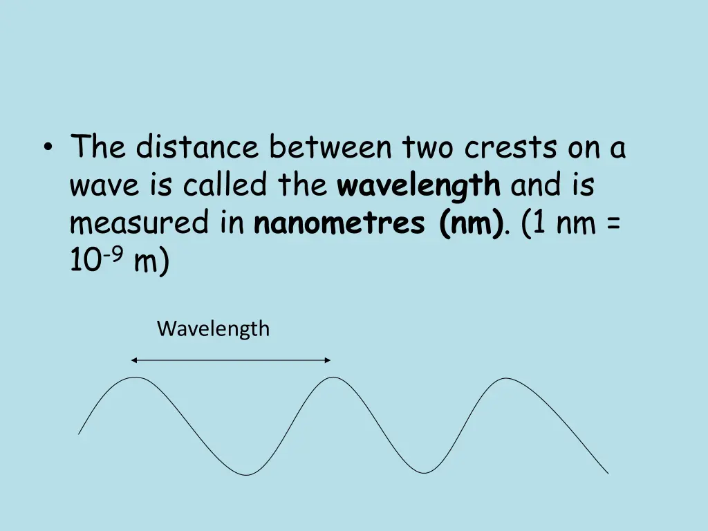 the distance between two crests on a wave