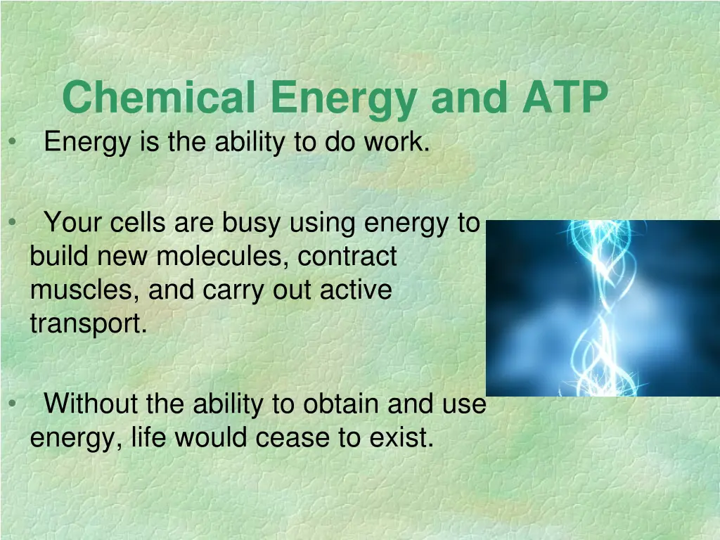 chemical energy and atp energy is the ability