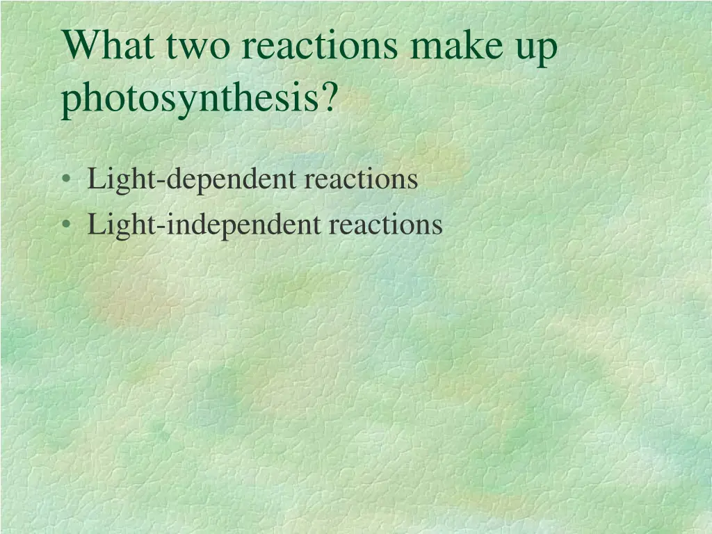 what two reactions make up photosynthesis