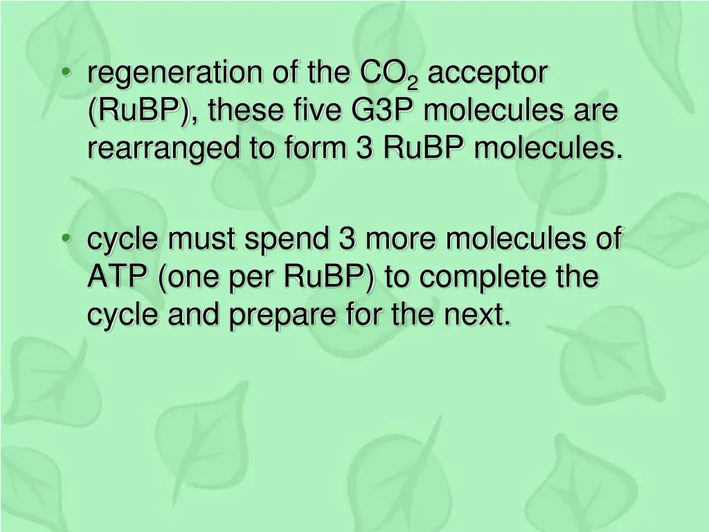 regeneration of the co 2 acceptor rubp these five