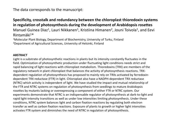 the data corresponds to the manuscript