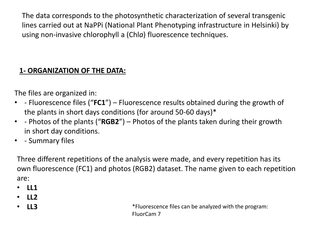 the data corresponds to the photosynthetic