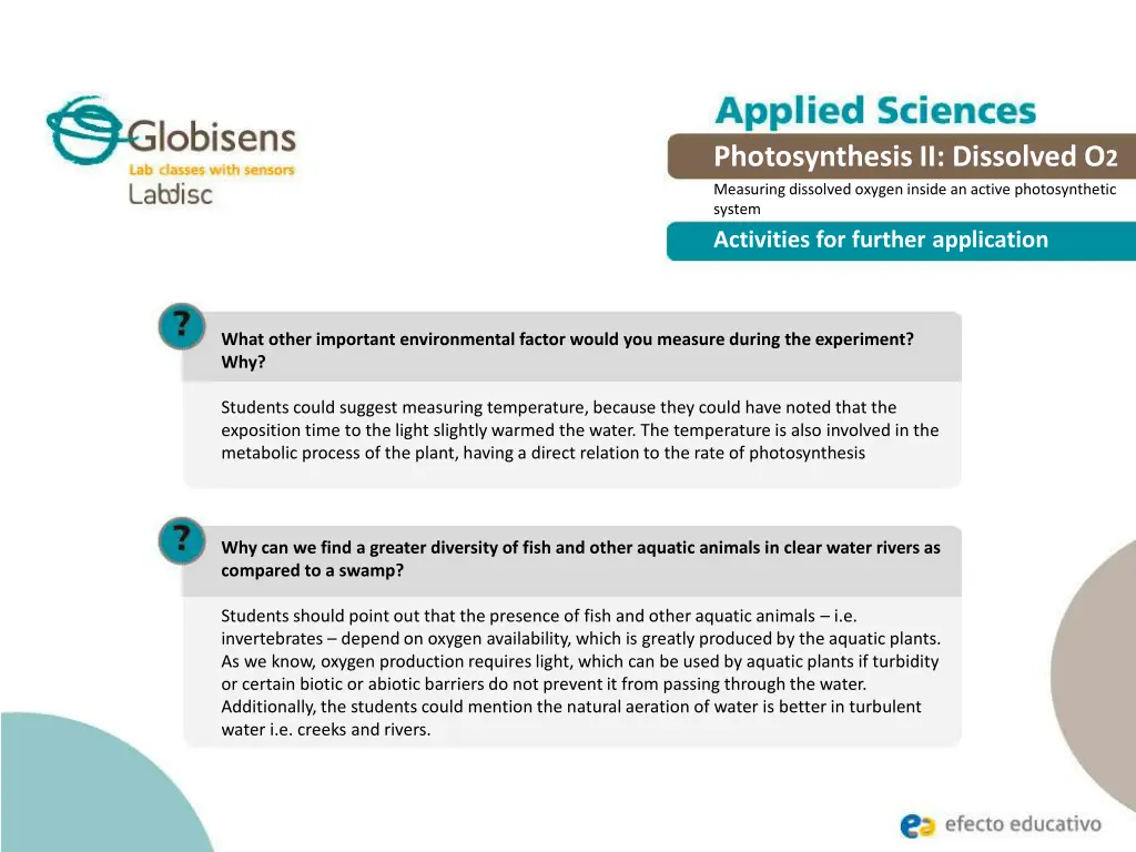 photosynthesis ii dissolved o 2 measuring 19