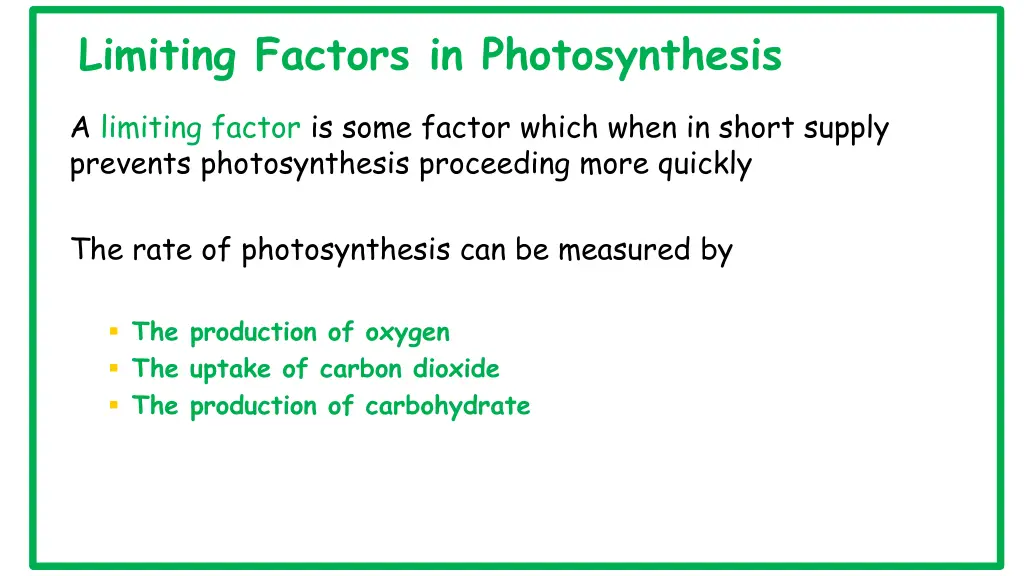 limiting factors in photosynthesis