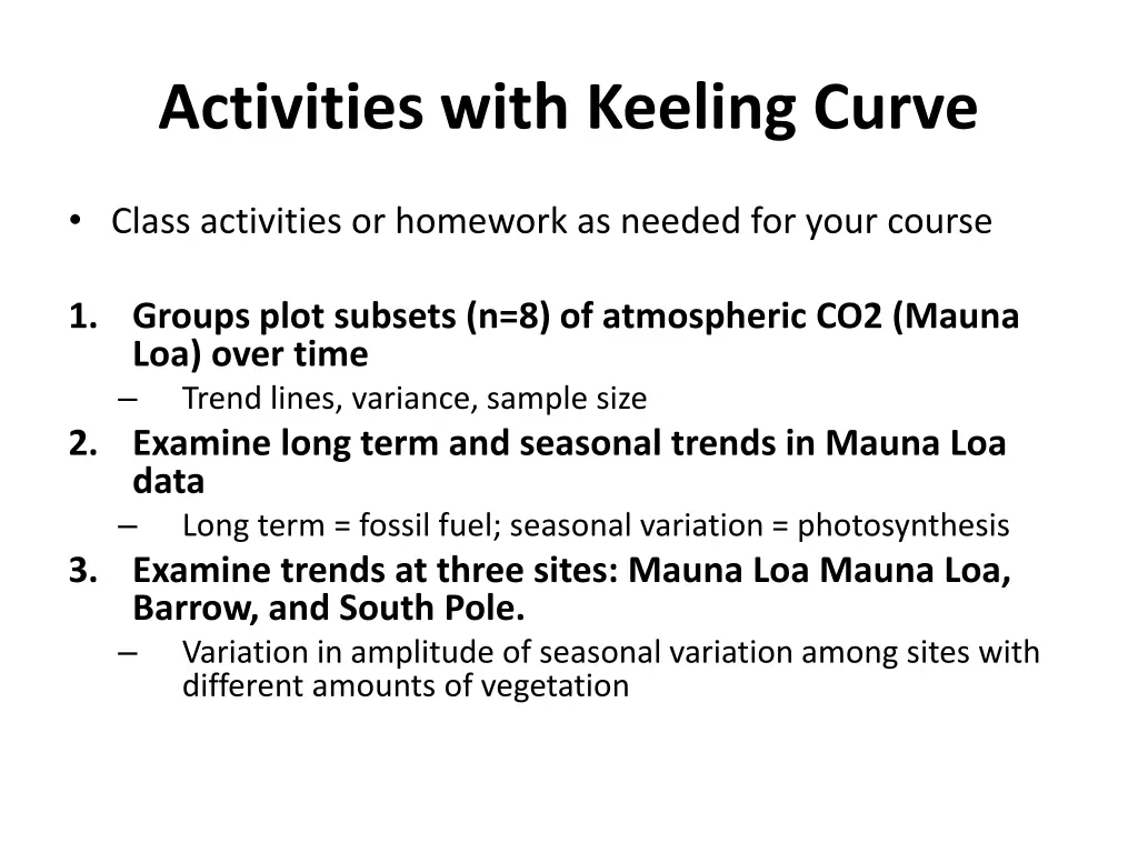 activities with keeling curve