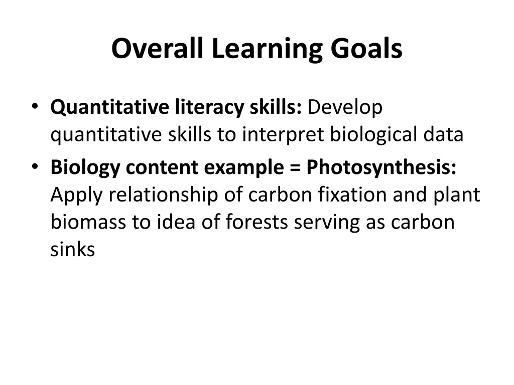 overall learning goals