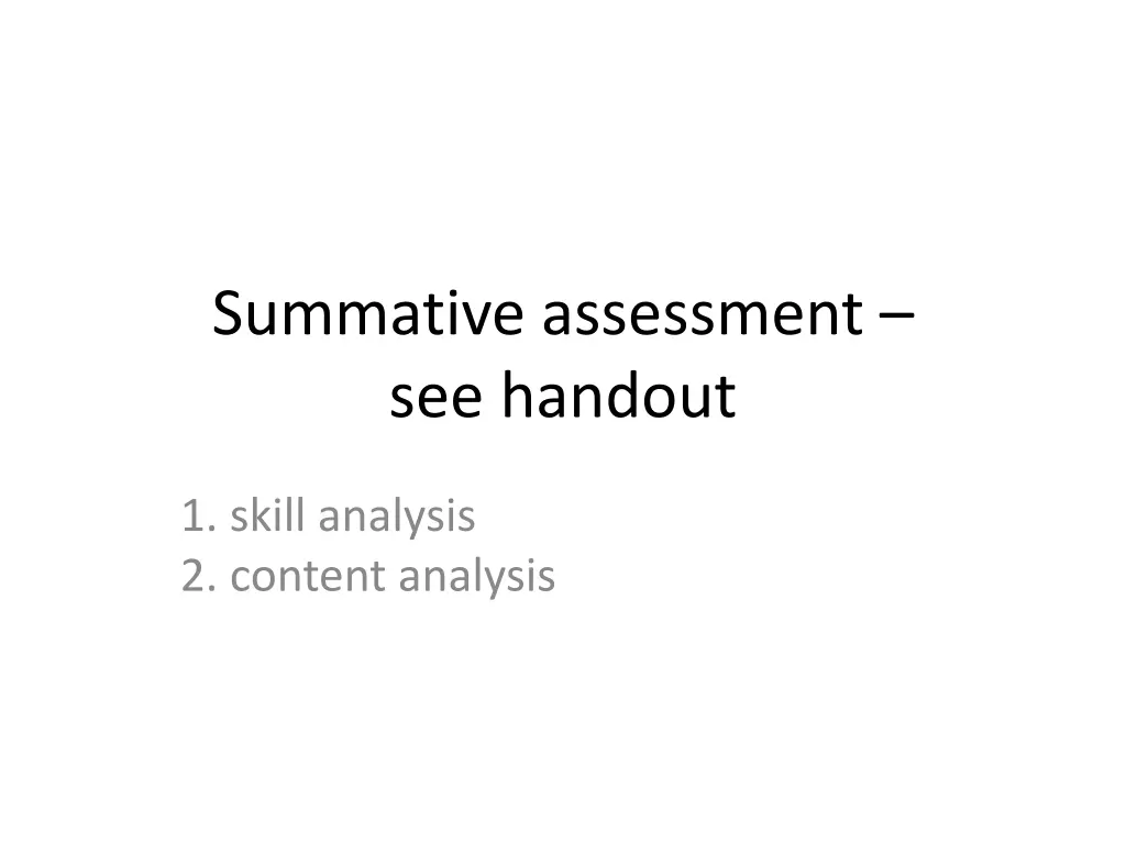 summative assessment see handout