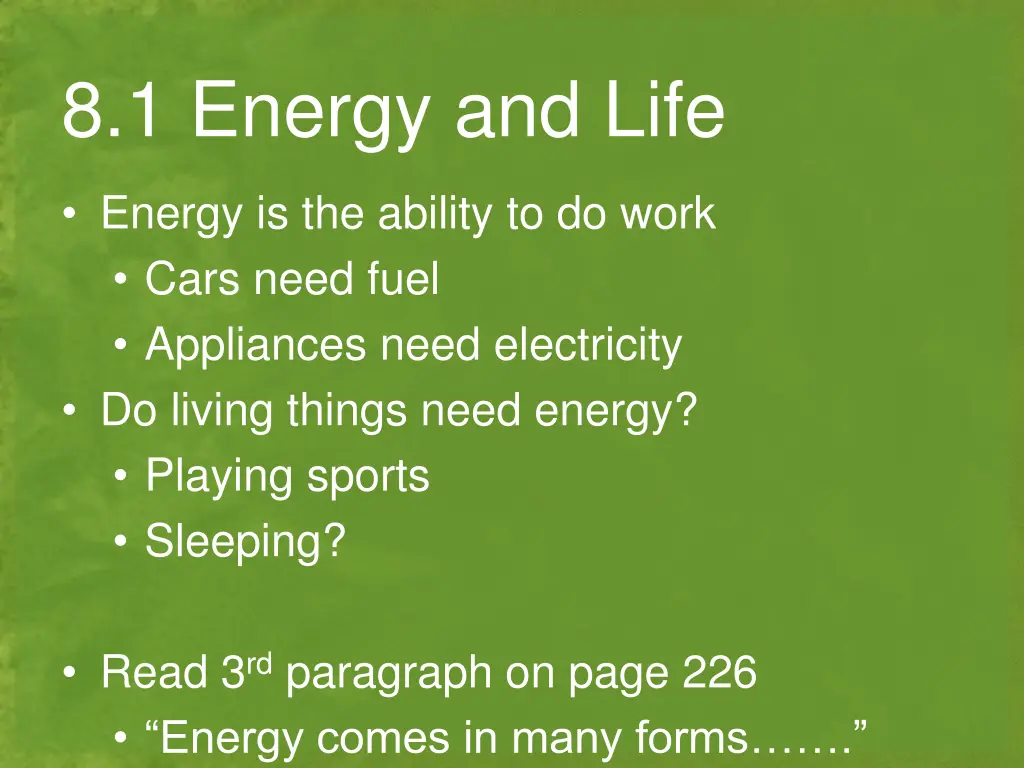 8 1 energy and life