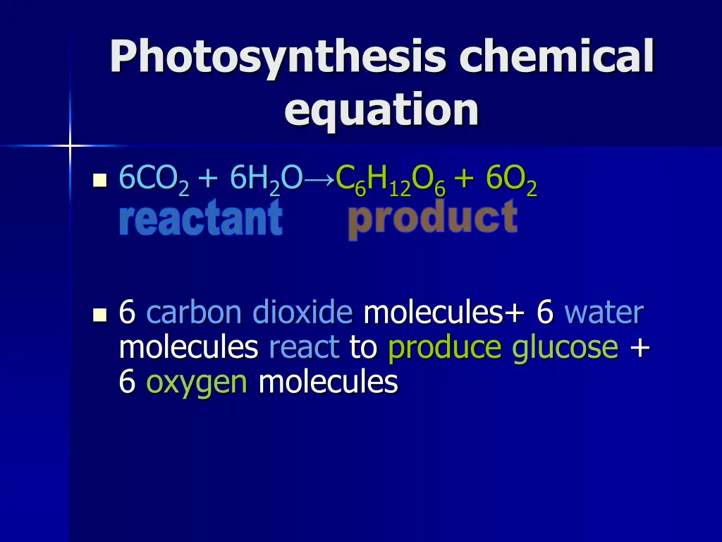 photosynthesis chemical equation