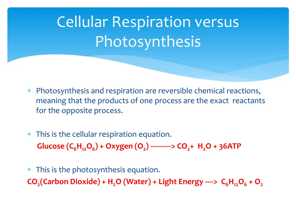 cellular respiration versus photosynthesis 2