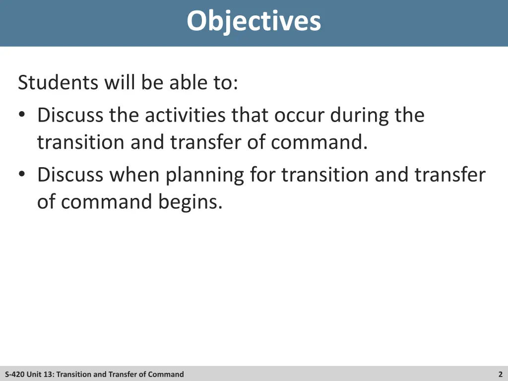 objectives