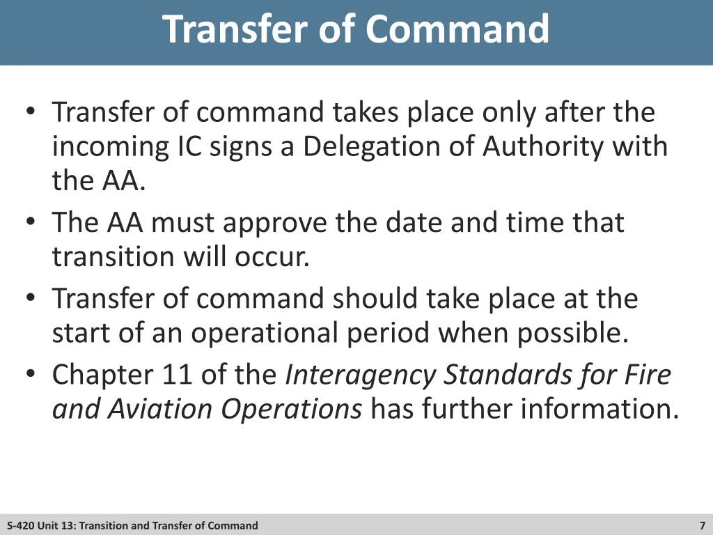 transfer of command 1