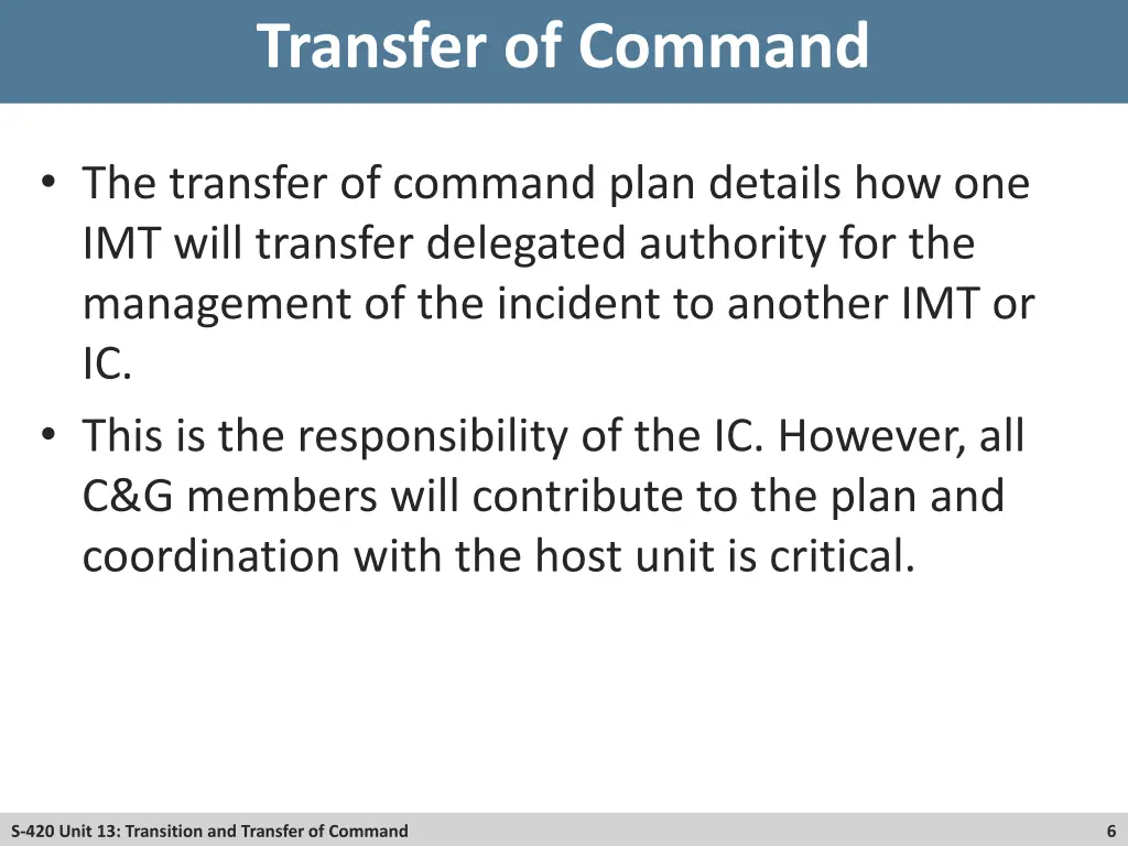 transfer of command