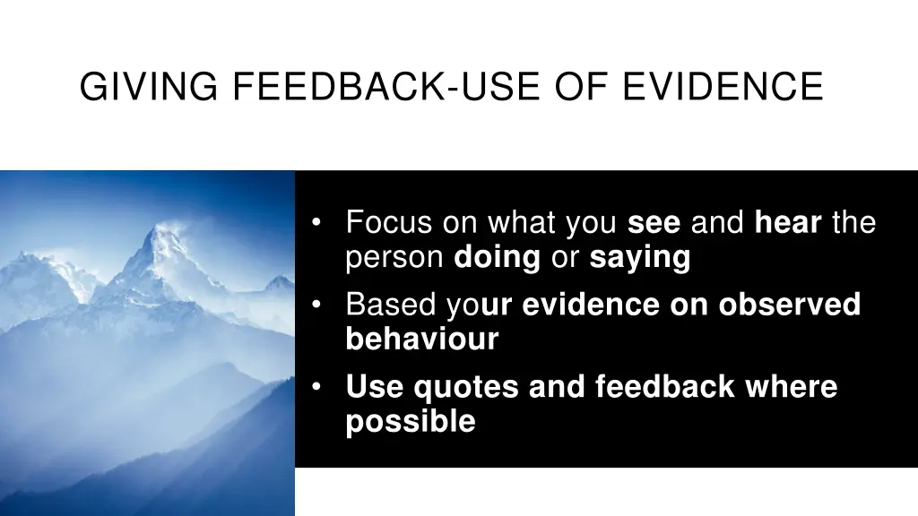 giving feedback use of evidence