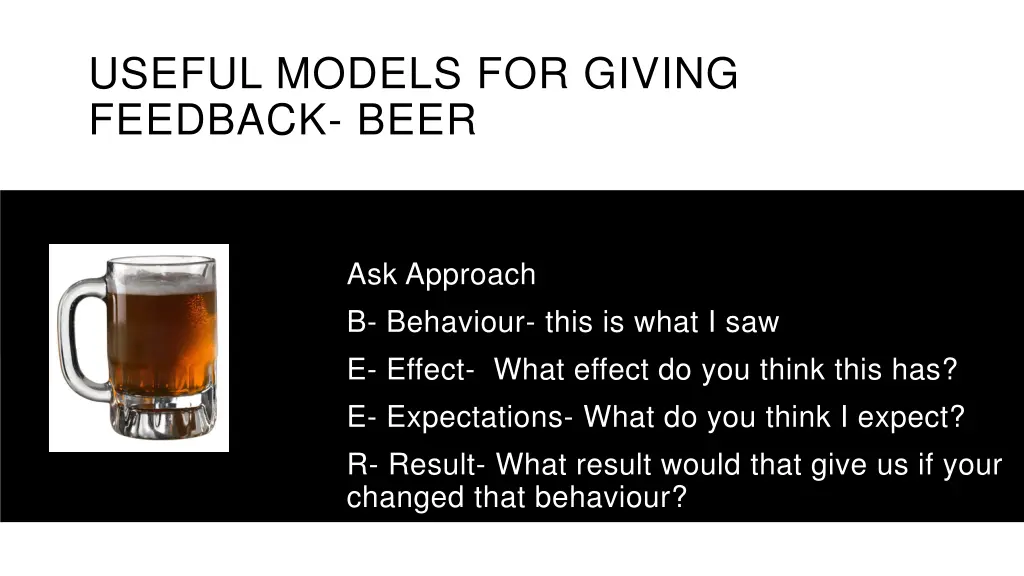 useful models for giving feedback beer 1