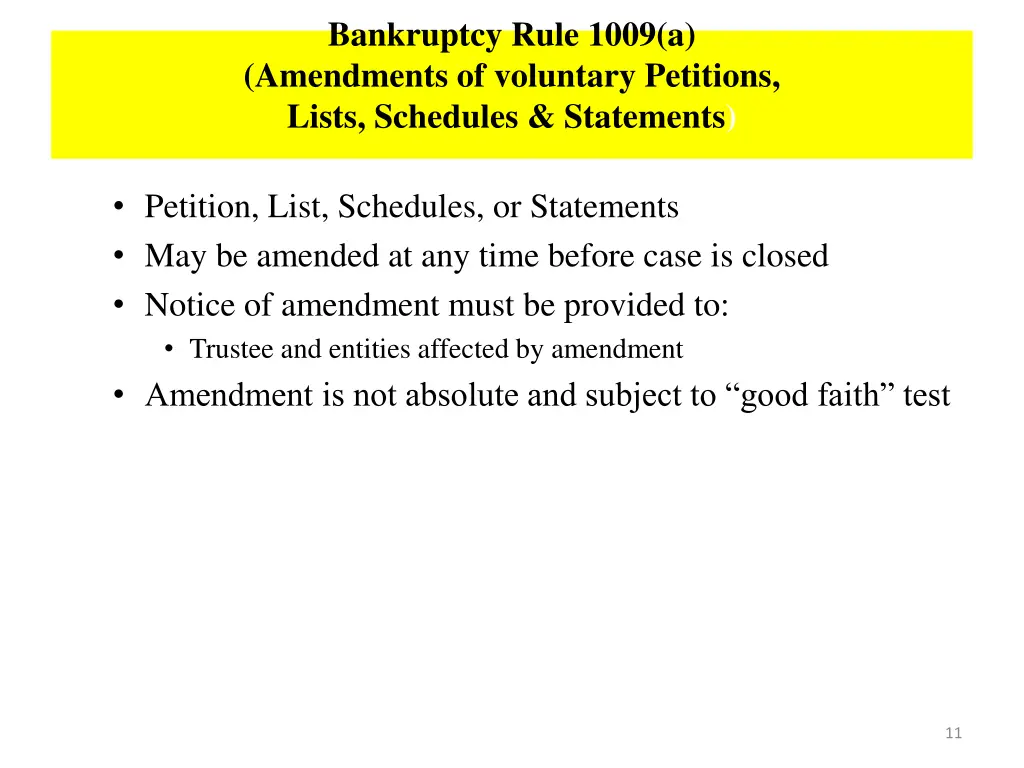 bankruptcy rule 1009 a amendments of voluntary