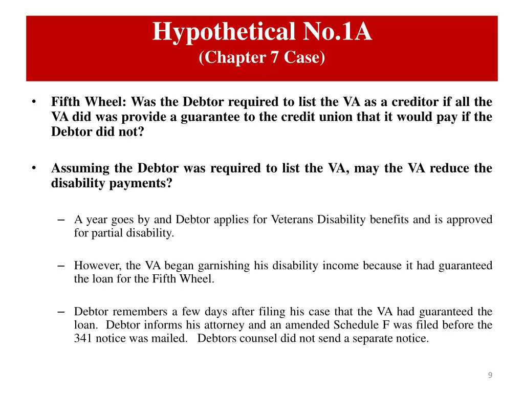 hypothetical no 1a chapter 7 case