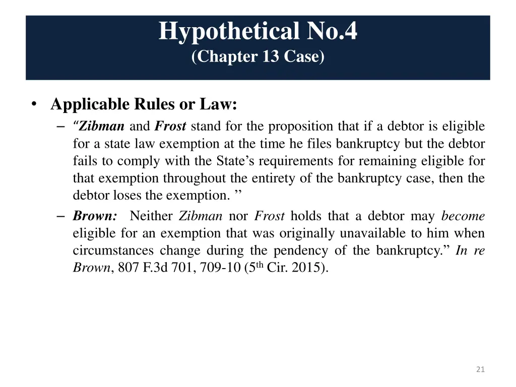 hypothetical no 4 chapter 13 case 2