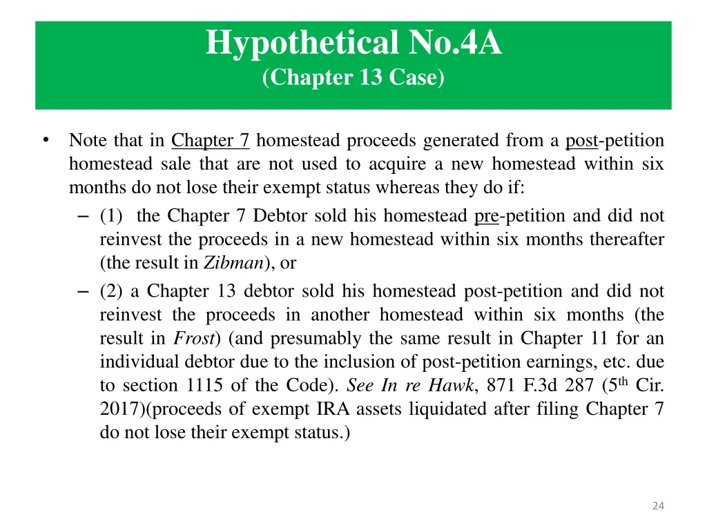 hypothetical no 4a chapter 13 case