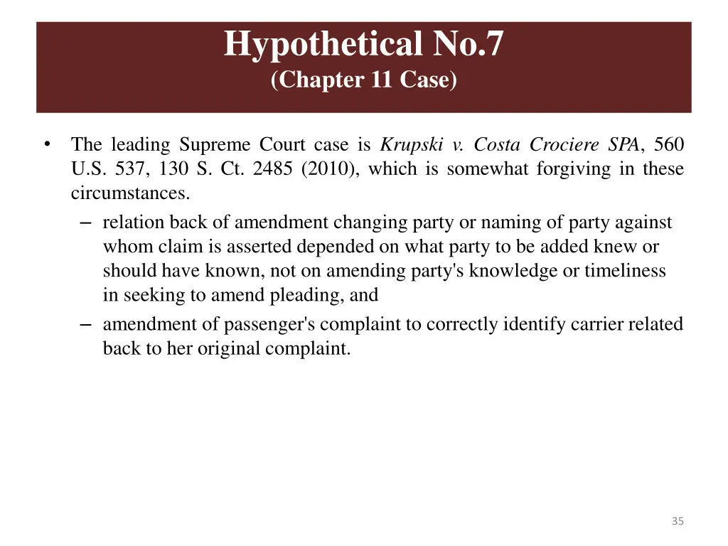 hypothetical no 7 chapter 11 case 2