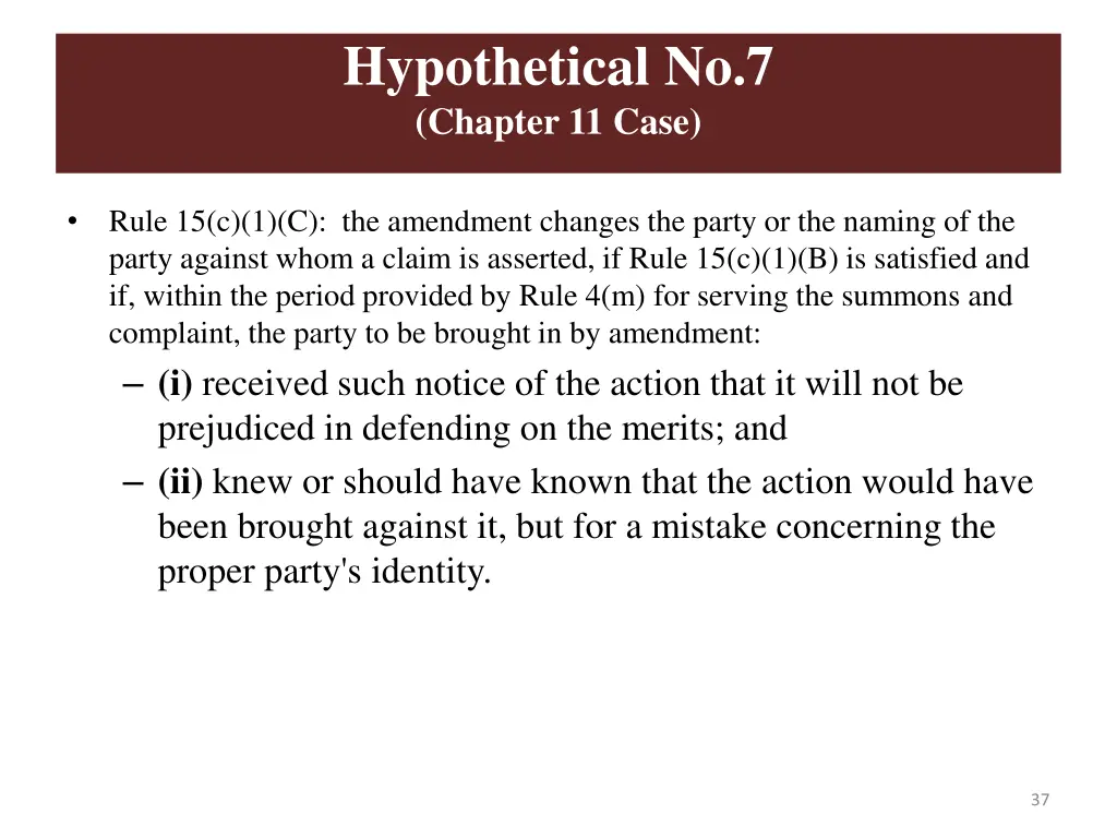 hypothetical no 7 chapter 11 case 4