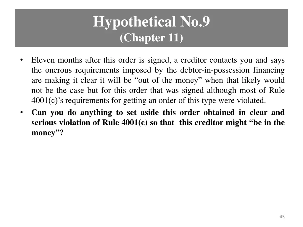 hypothetical no 9 chapter 11 3