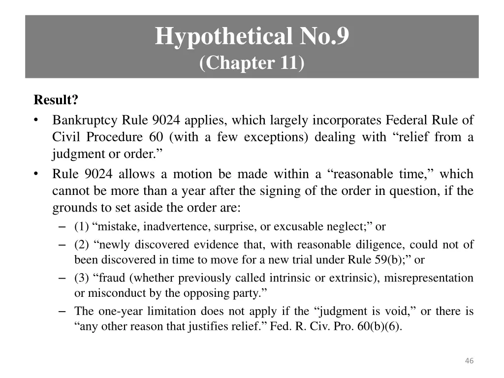 hypothetical no 9 chapter 11 4