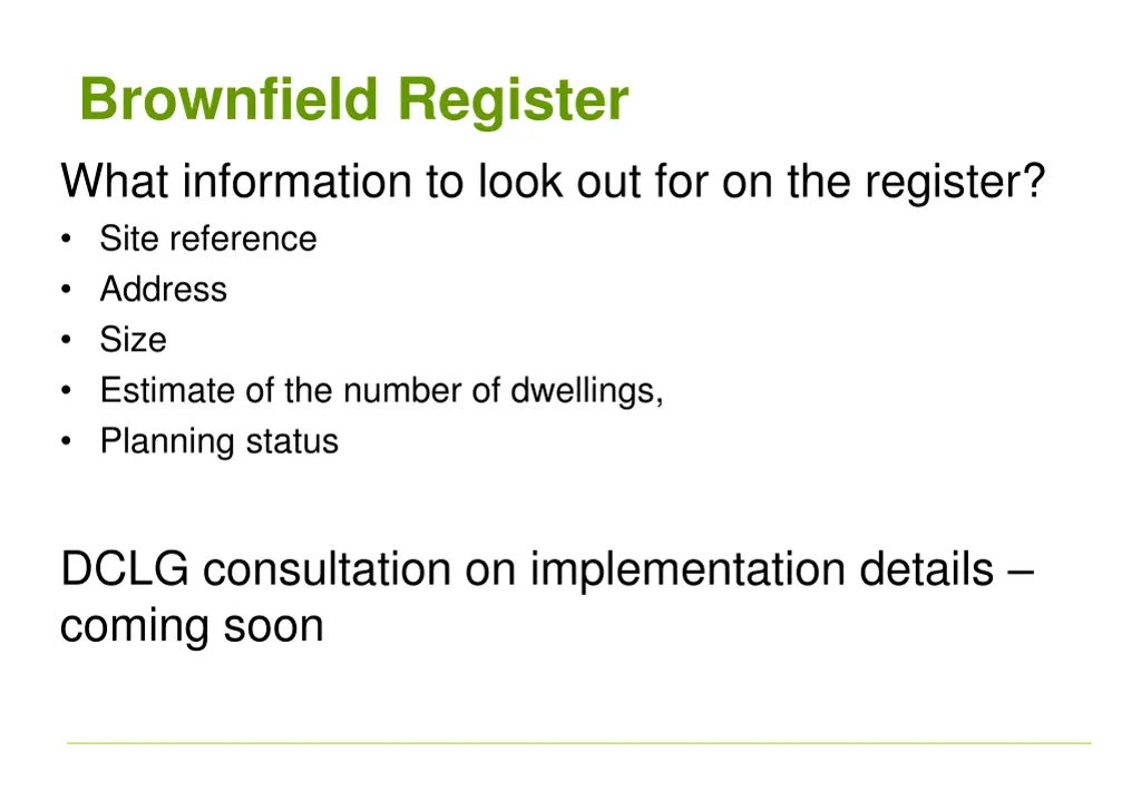 brownfield register what information to look