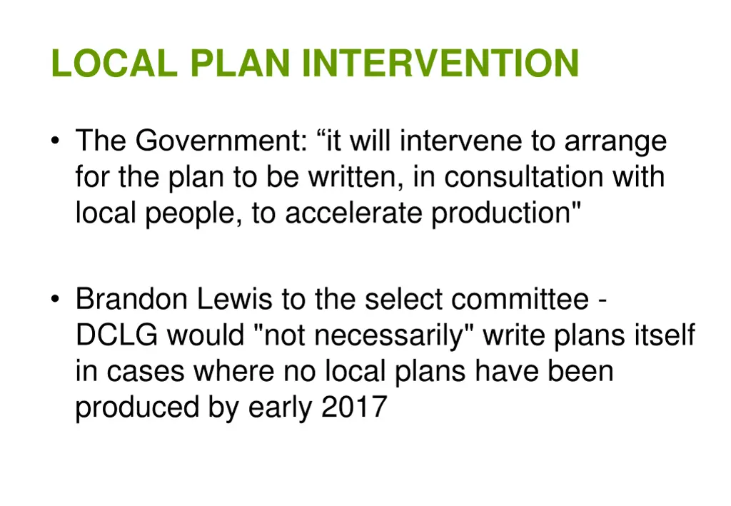 local plan intervention