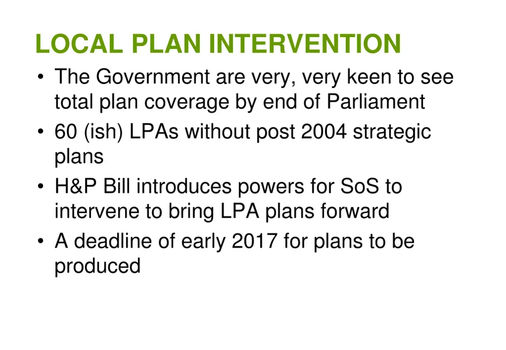 local plan intervention the government are very