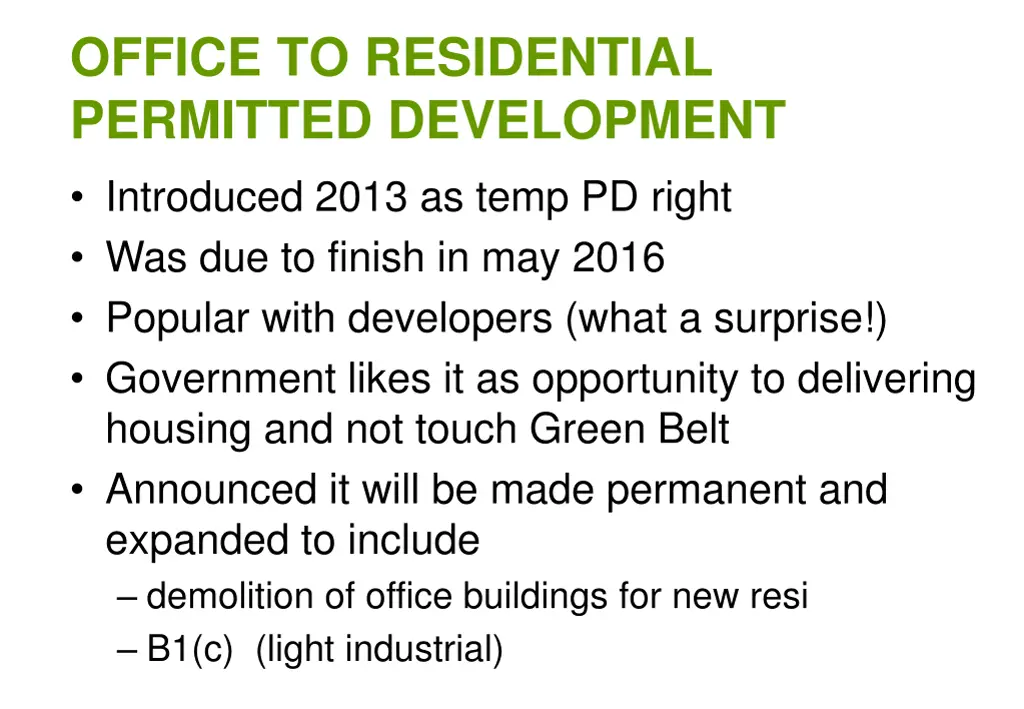 office to residential permitted development