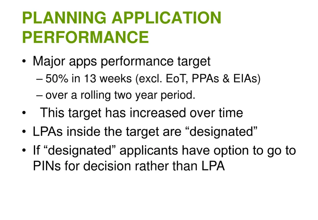 planning application performance major apps