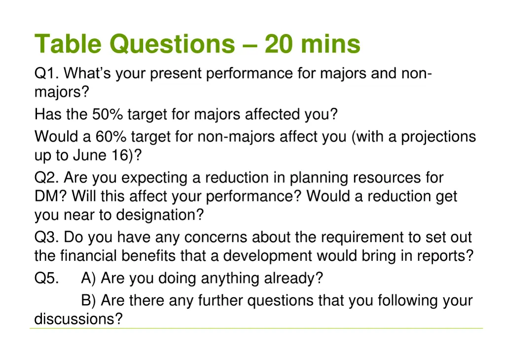 table questions 20 mins q1 what s your present