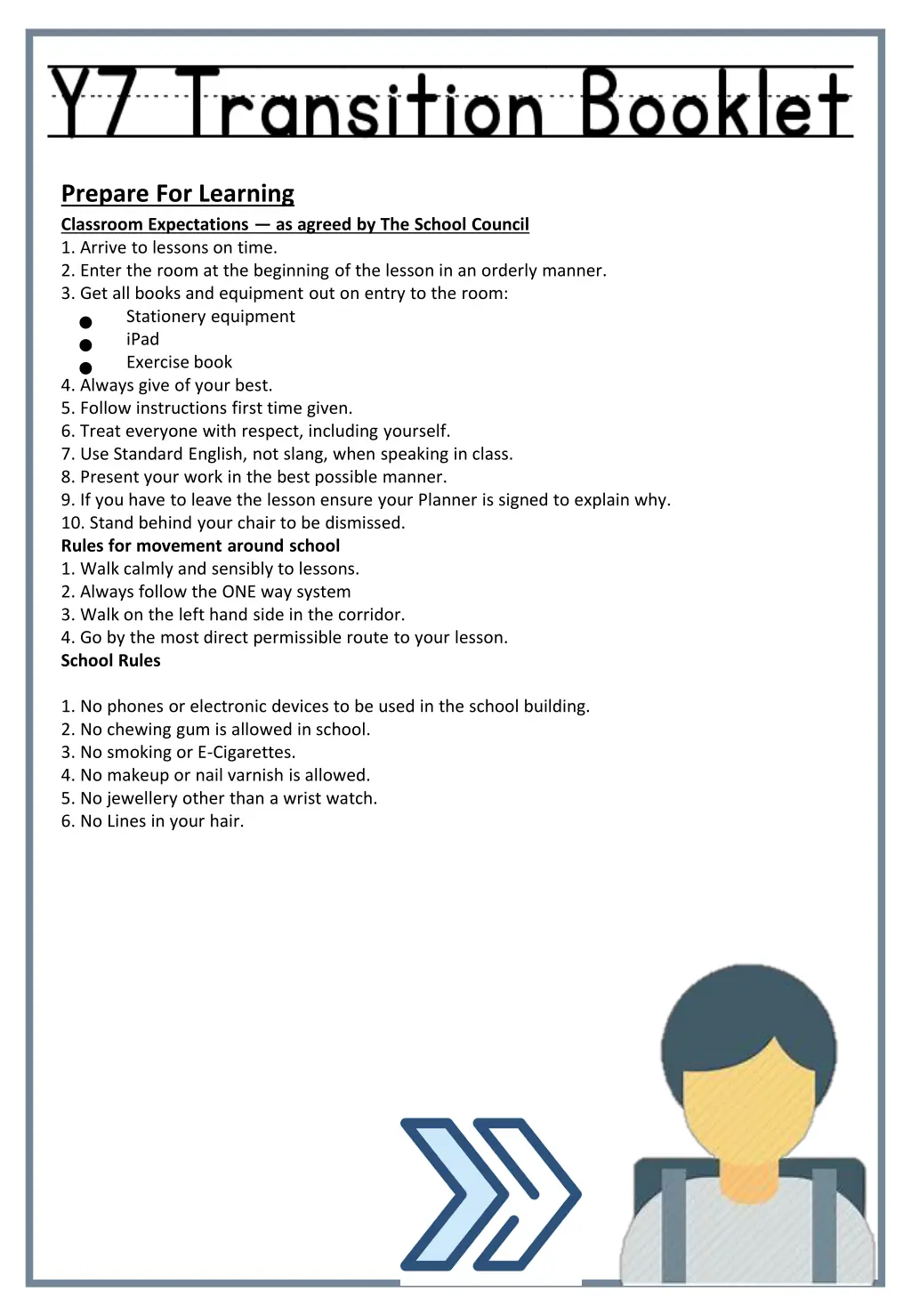 prepare for learning classroom expectations