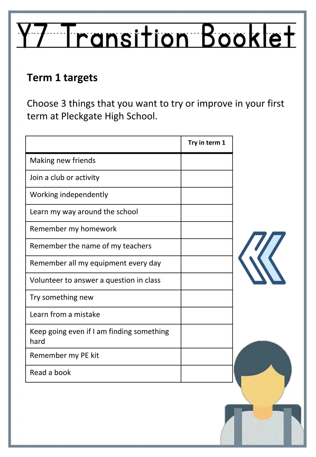 term 1 targets