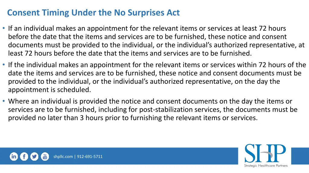 consent timing under the no surprises act