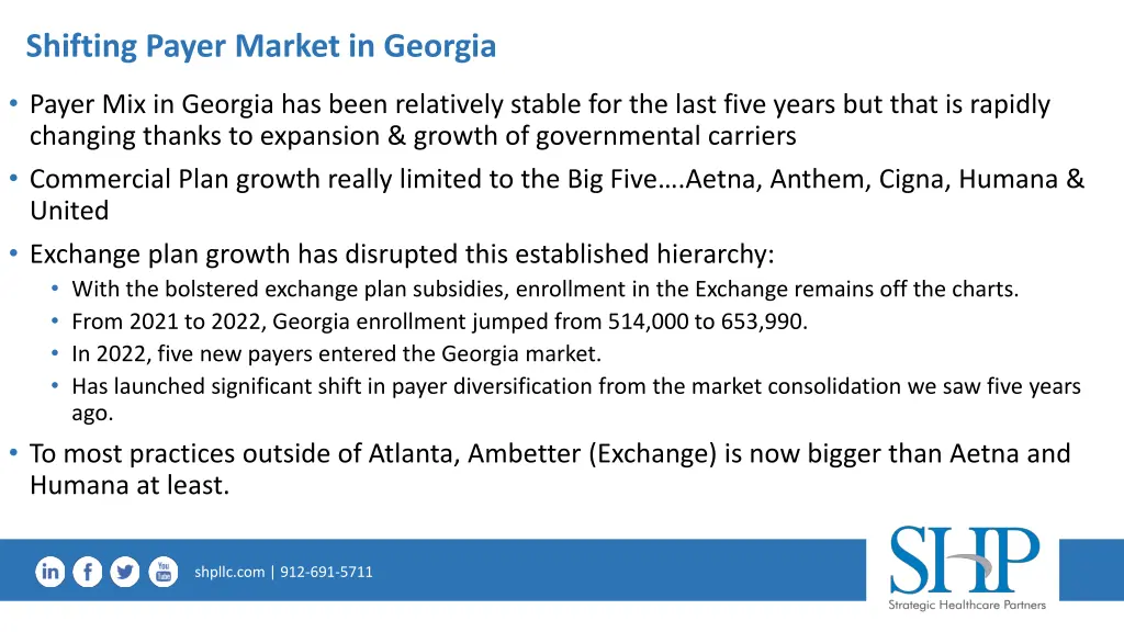 shifting payer market in georgia